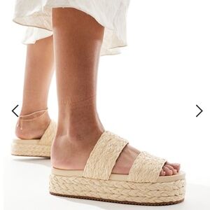 London Rebel woven strap sandals in cream